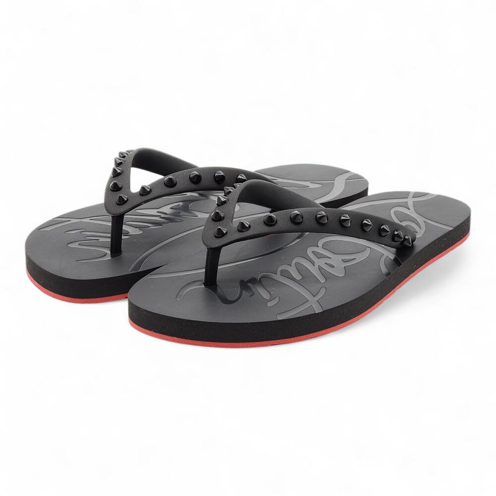 Christian Louboutin Loubi Flip Studded Flip Flops in Black - Picture 2 of 16